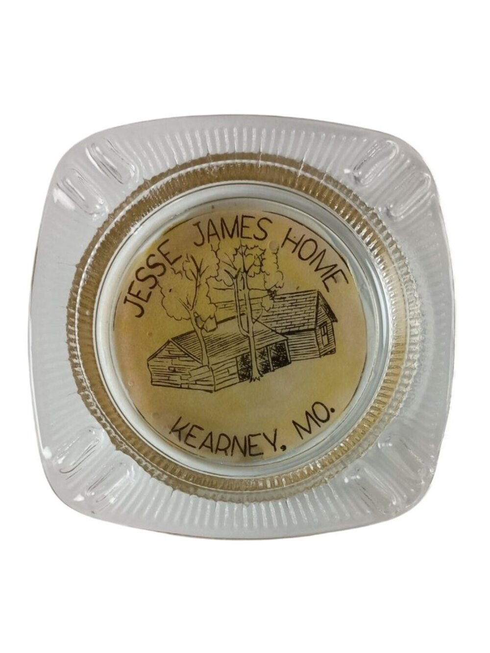 Jesse James Home Kearney,Mo. Glass Ash Tray Vintage